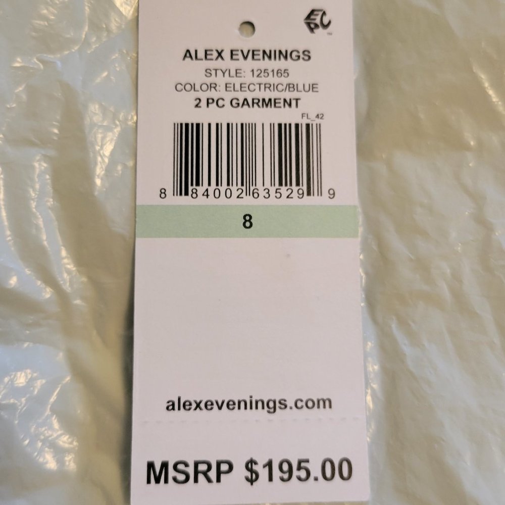 ❣️HP❣️Alex Evenings 2 pc Electric Blue long lace & sequin jacket dress size: 8 - Picture 7 of 9